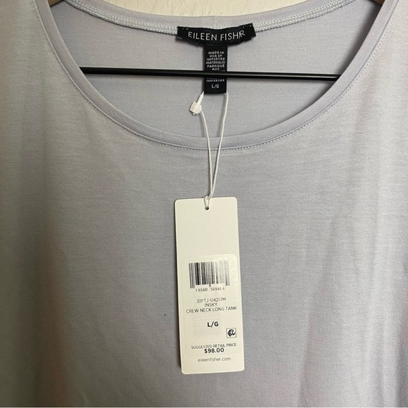 NWT Eileen Fisher Crew Neck Long Tank in Sky women’s size large - Picture 3 of 5